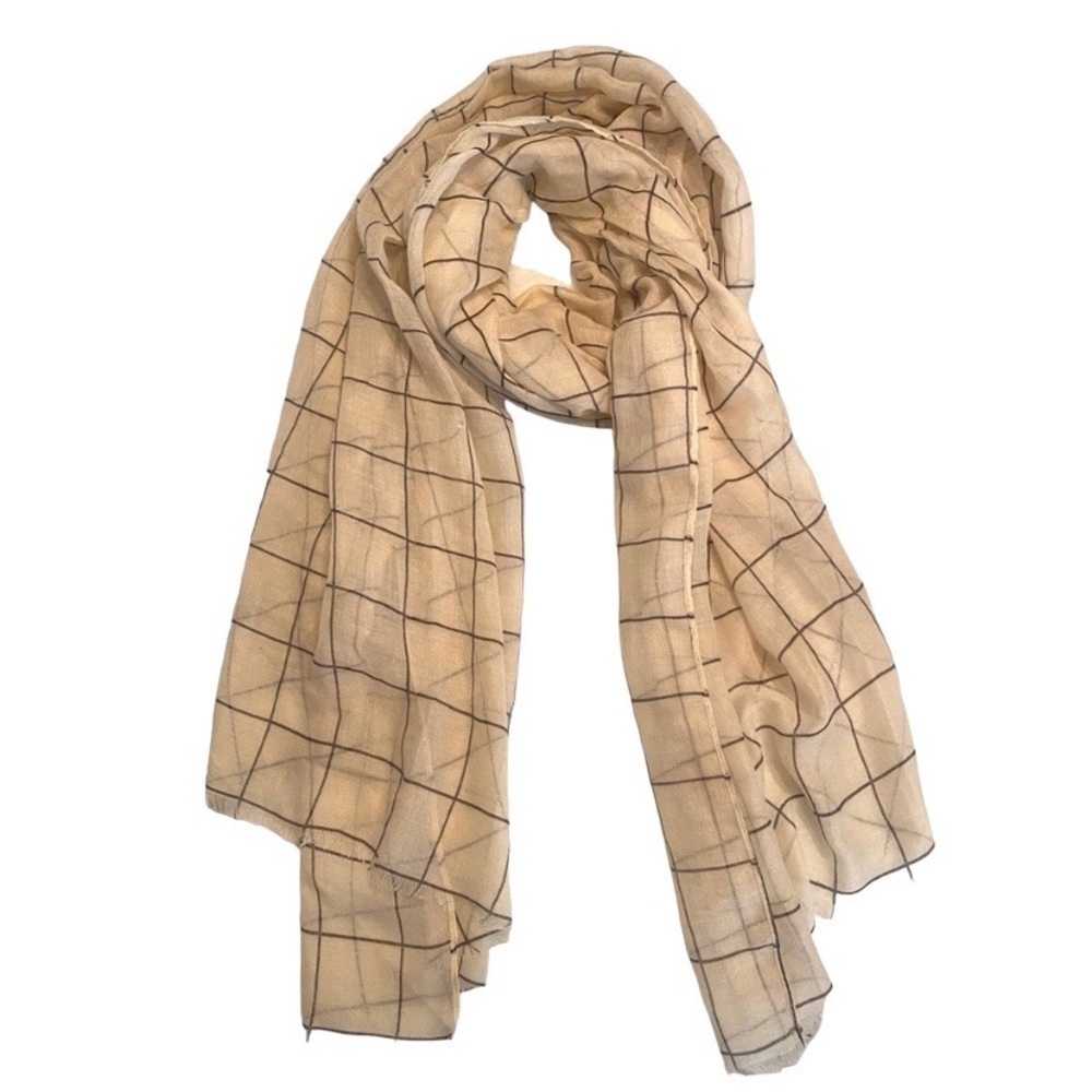 Rachel Pally Cream Grid Scarf - One Size